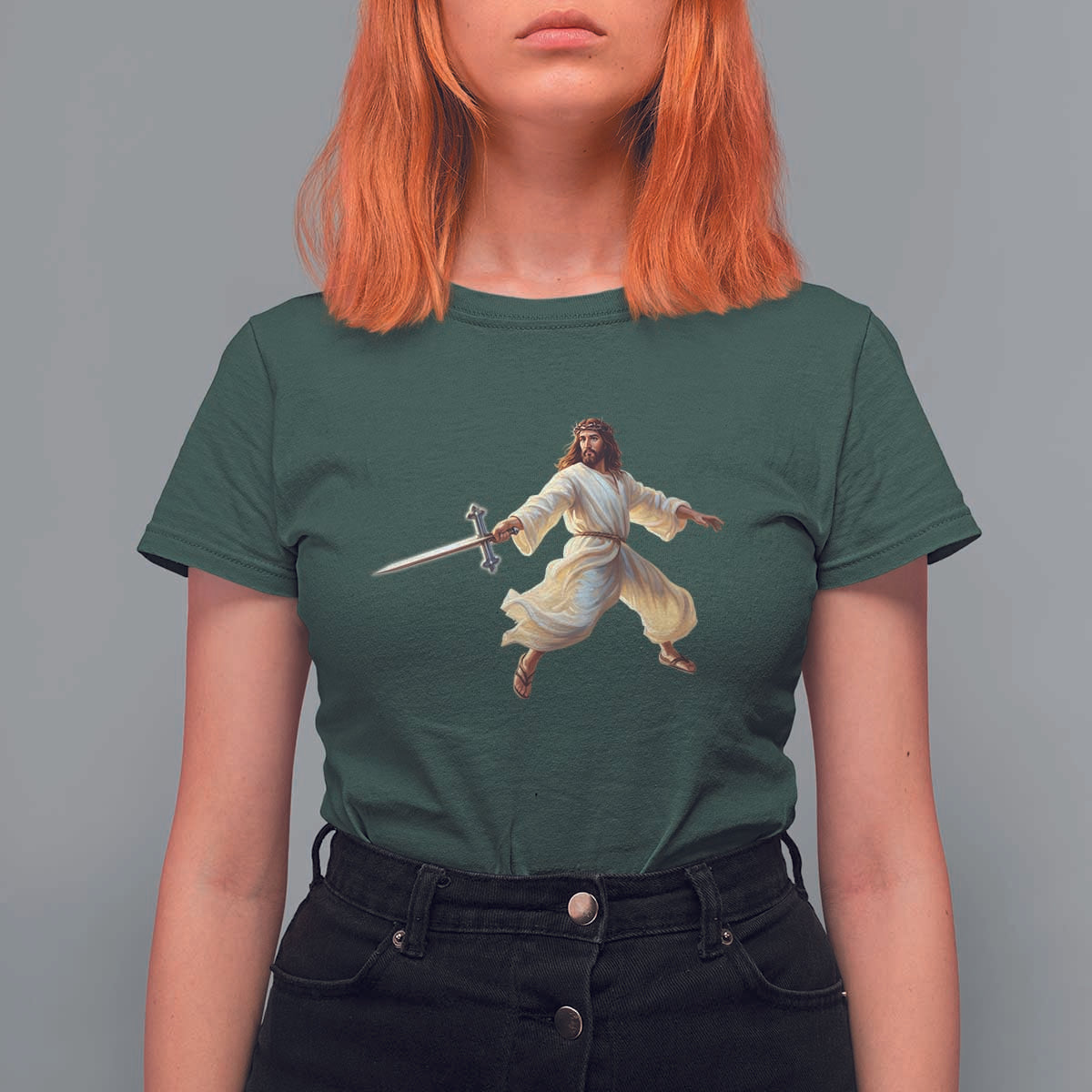 Funny Fencing Jesus T Shirt For Women Combat Sport Christan Lover - Wonder Print Shop