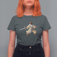 Funny Fencing Jesus T Shirt For Women Combat Sport Christan Lover - Wonder Print Shop