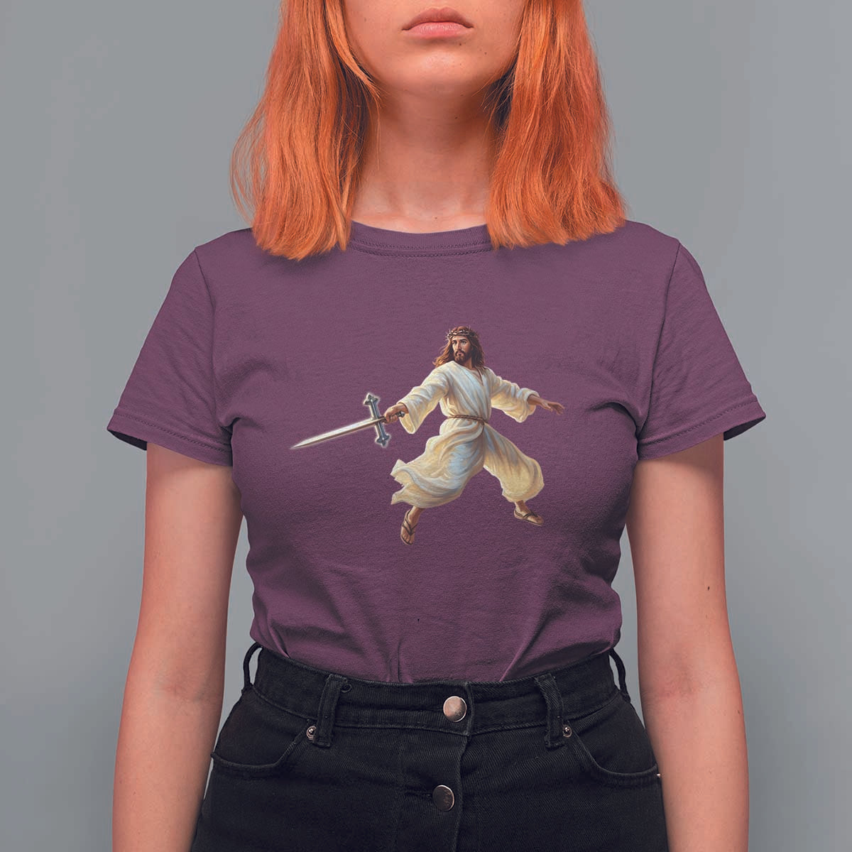 Funny Fencing Jesus T Shirt For Women Combat Sport Christan Lover - Wonder Print Shop