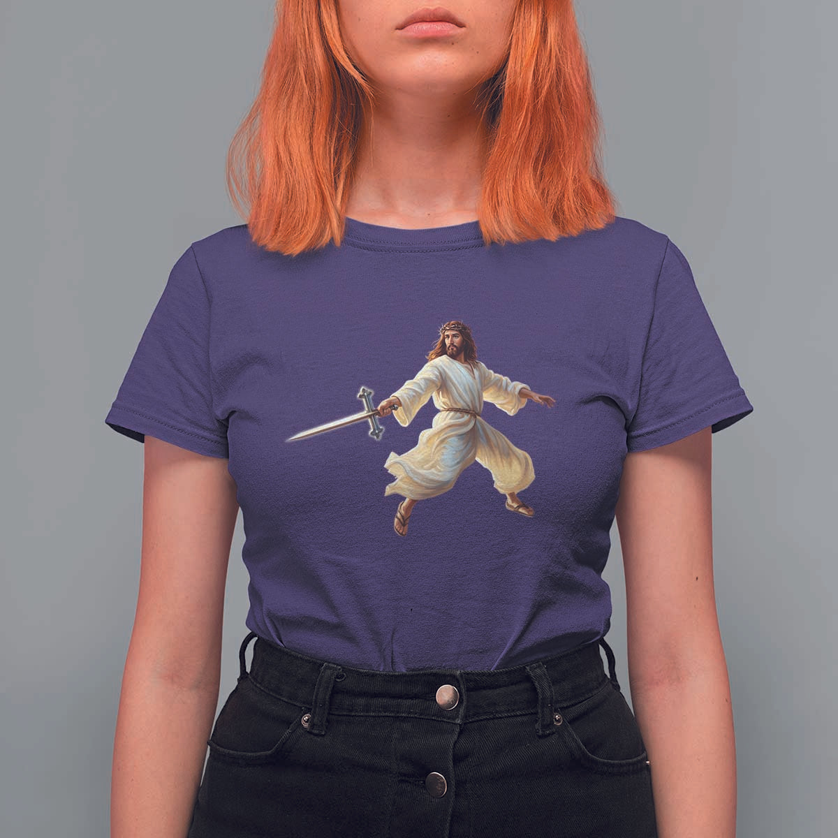Funny Fencing Jesus T Shirt For Women Combat Sport Christan Lover - Wonder Print Shop