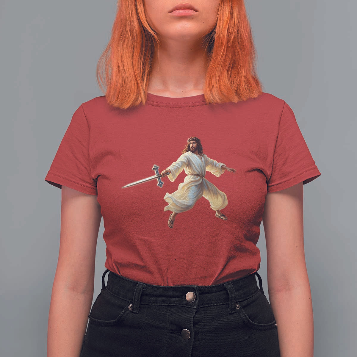 Funny Fencing Jesus T Shirt For Women Combat Sport Christan Lover - Wonder Print Shop