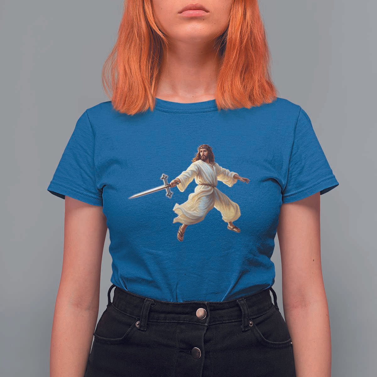 Funny Fencing Jesus T Shirt For Women Combat Sport Christan Lover - Wonder Print Shop