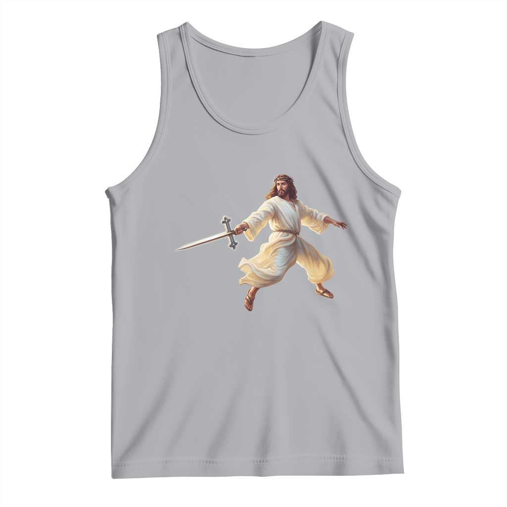Funny Fencing Jesus Tank Top Combat Sport Christan Lover - Wonder Print Shop
