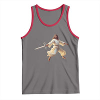 Funny Fencing Jesus Tank Top Combat Sport Christan Lover - Wonder Print Shop