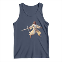 Funny Fencing Jesus Tank Top Combat Sport Christan Lover - Wonder Print Shop