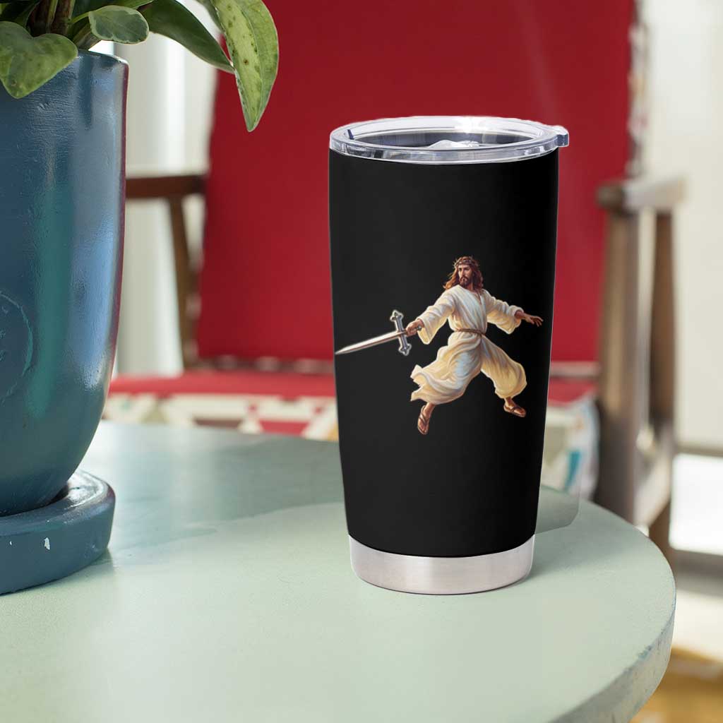 Funny Fencing Jesus Tumbler Cup Combat Sport Christan Lover