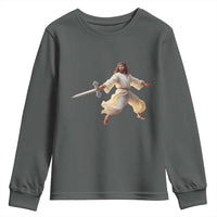 Funny Fencing Jesus Youth Sweatshirt Combat Sport Christan Lover - Wonder Print Shop