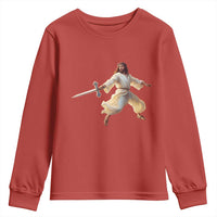 Funny Fencing Jesus Youth Sweatshirt Combat Sport Christan Lover - Wonder Print Shop
