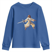 Funny Fencing Jesus Youth Sweatshirt Combat Sport Christan Lover - Wonder Print Shop