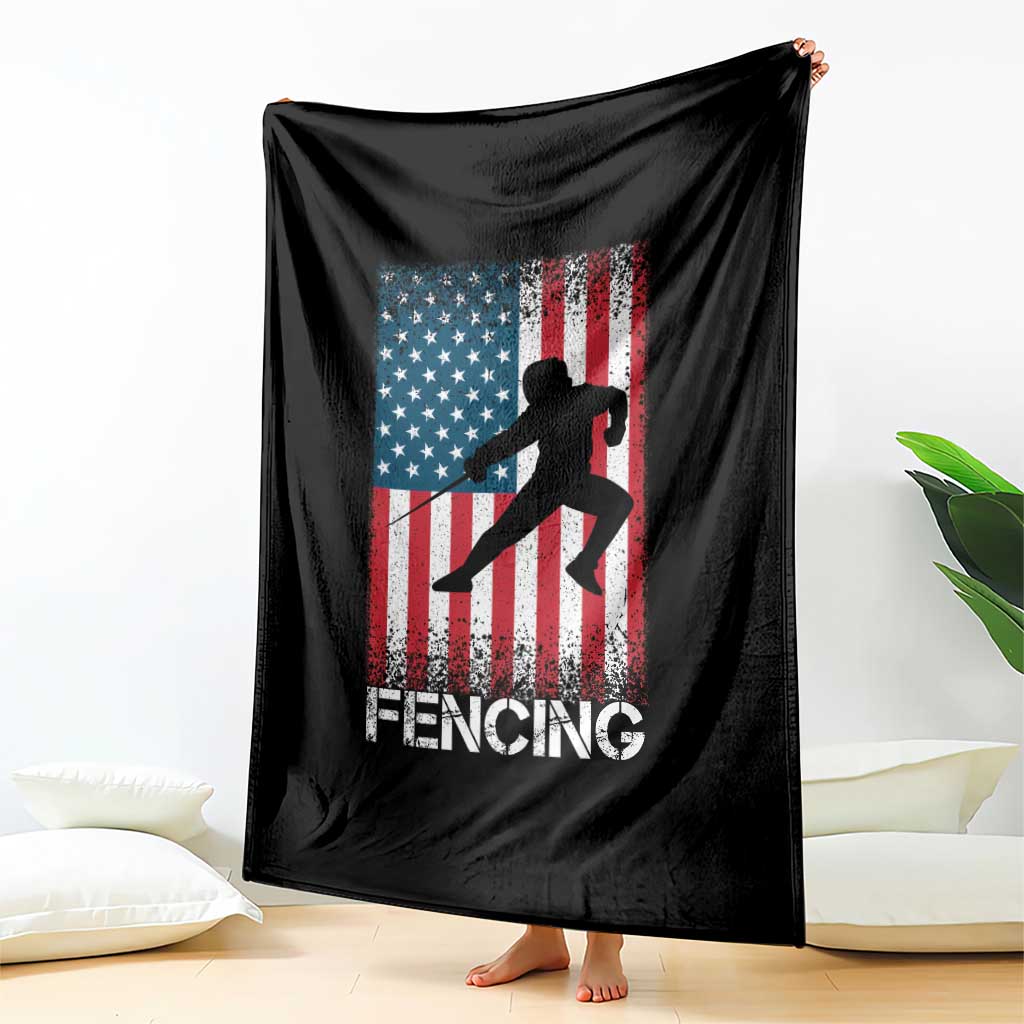 American Flag Fencing USA Patriotic Throw Blanket - Wonder Print Shop
