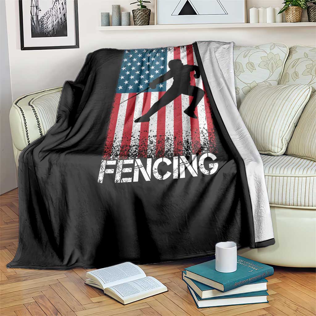 American Flag Fencing USA Patriotic Throw Blanket - Wonder Print Shop