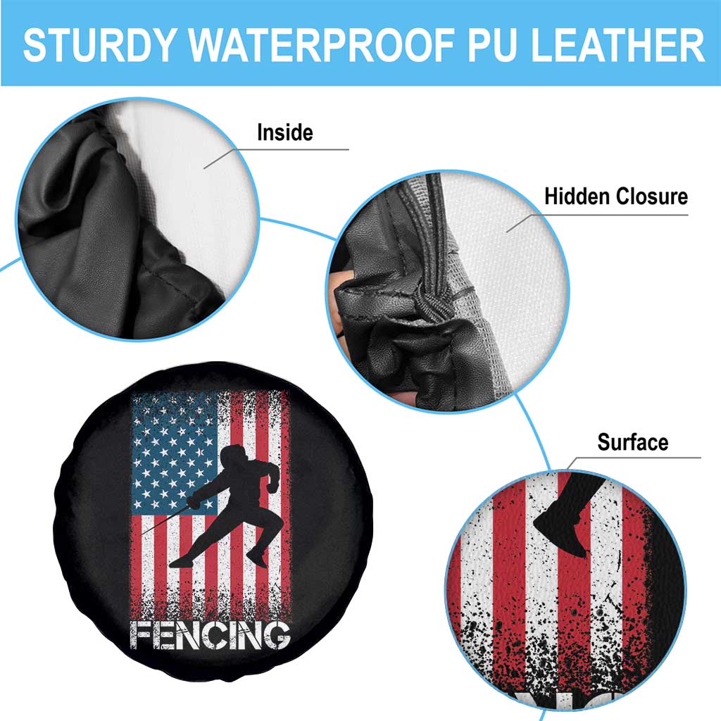 American Flag Fencing USA Patriotic Spare Tire Cover - Wonder Print Shop