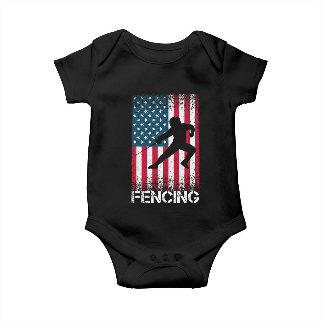 American Flag Fencing USA Patriotic Baby Onesie - Wonder Print Shop