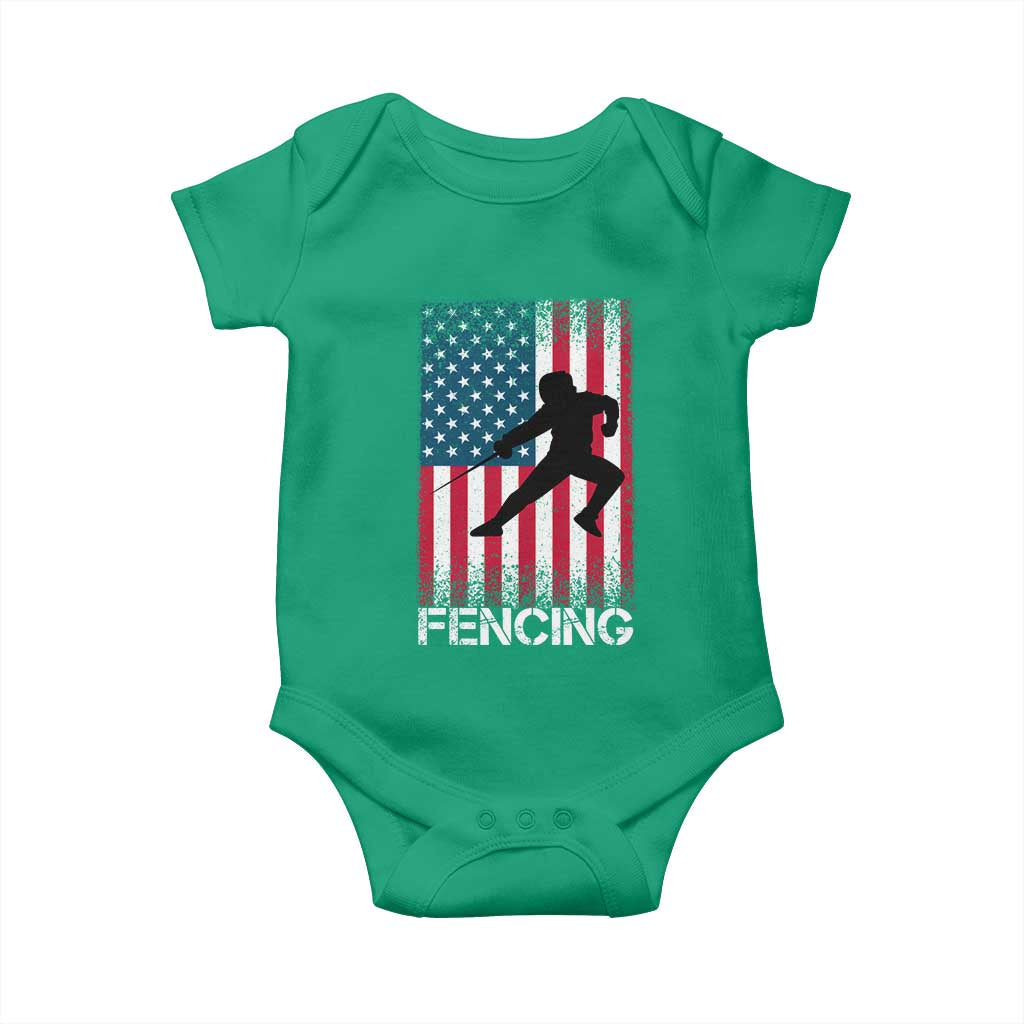 American Flag Fencing USA Patriotic Baby Onesie - Wonder Print Shop