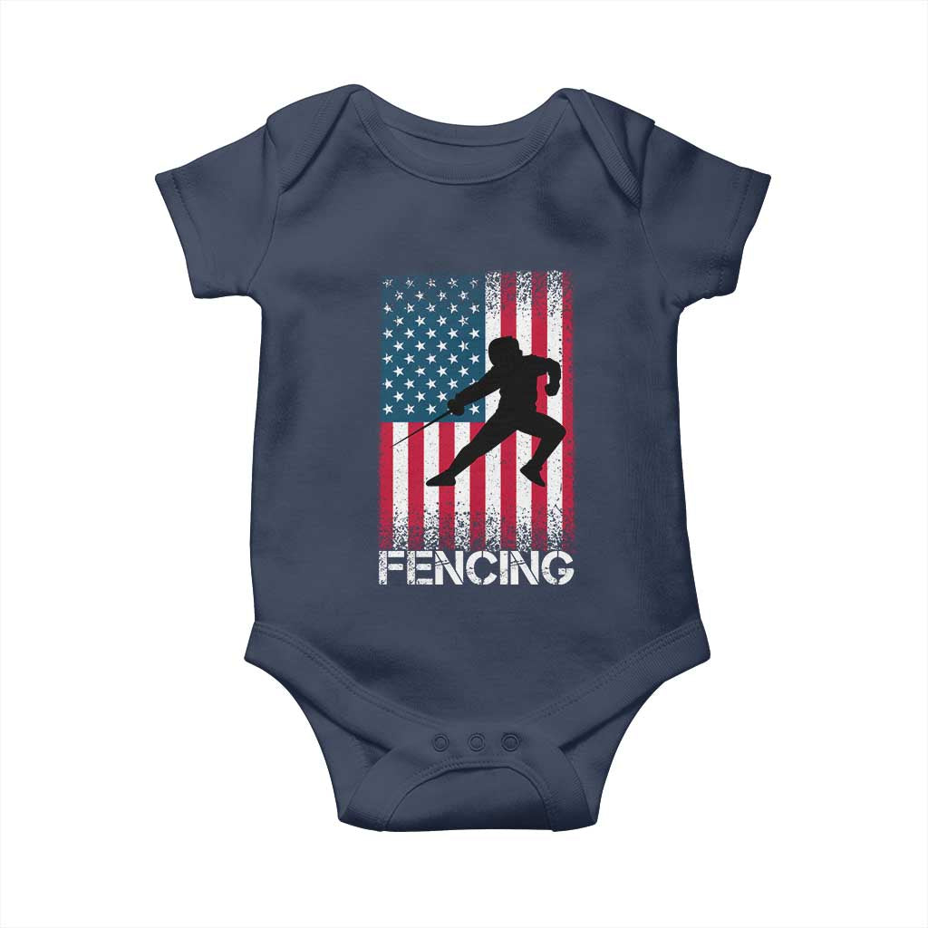 American Flag Fencing USA Patriotic Baby Onesie - Wonder Print Shop