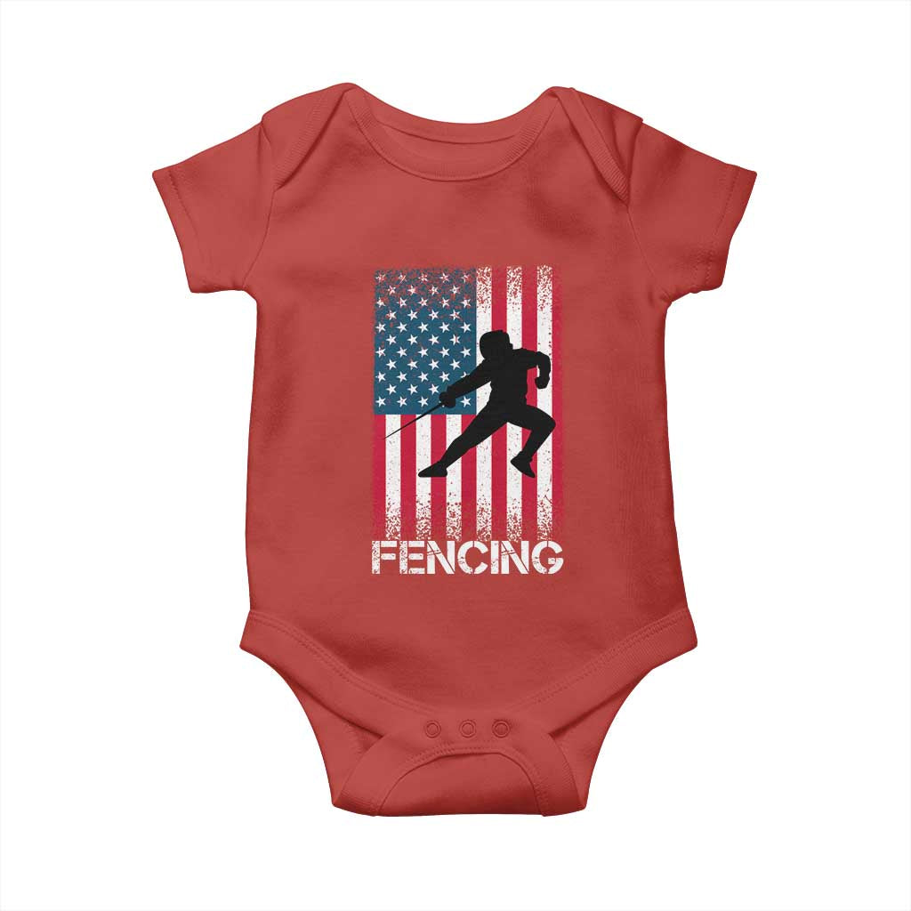 American Flag Fencing USA Patriotic Baby Onesie - Wonder Print Shop