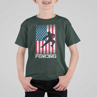 American Flag Fencing USA Patriotic T Shirt For Kid - Wonder Print Shop