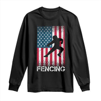 American Flag Fencing USA Patriotic Long Sleeve Shirt - Wonder Print Shop