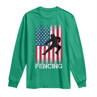 American Flag Fencing USA Patriotic Long Sleeve Shirt - Wonder Print Shop