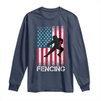 American Flag Fencing USA Patriotic Long Sleeve Shirt - Wonder Print Shop