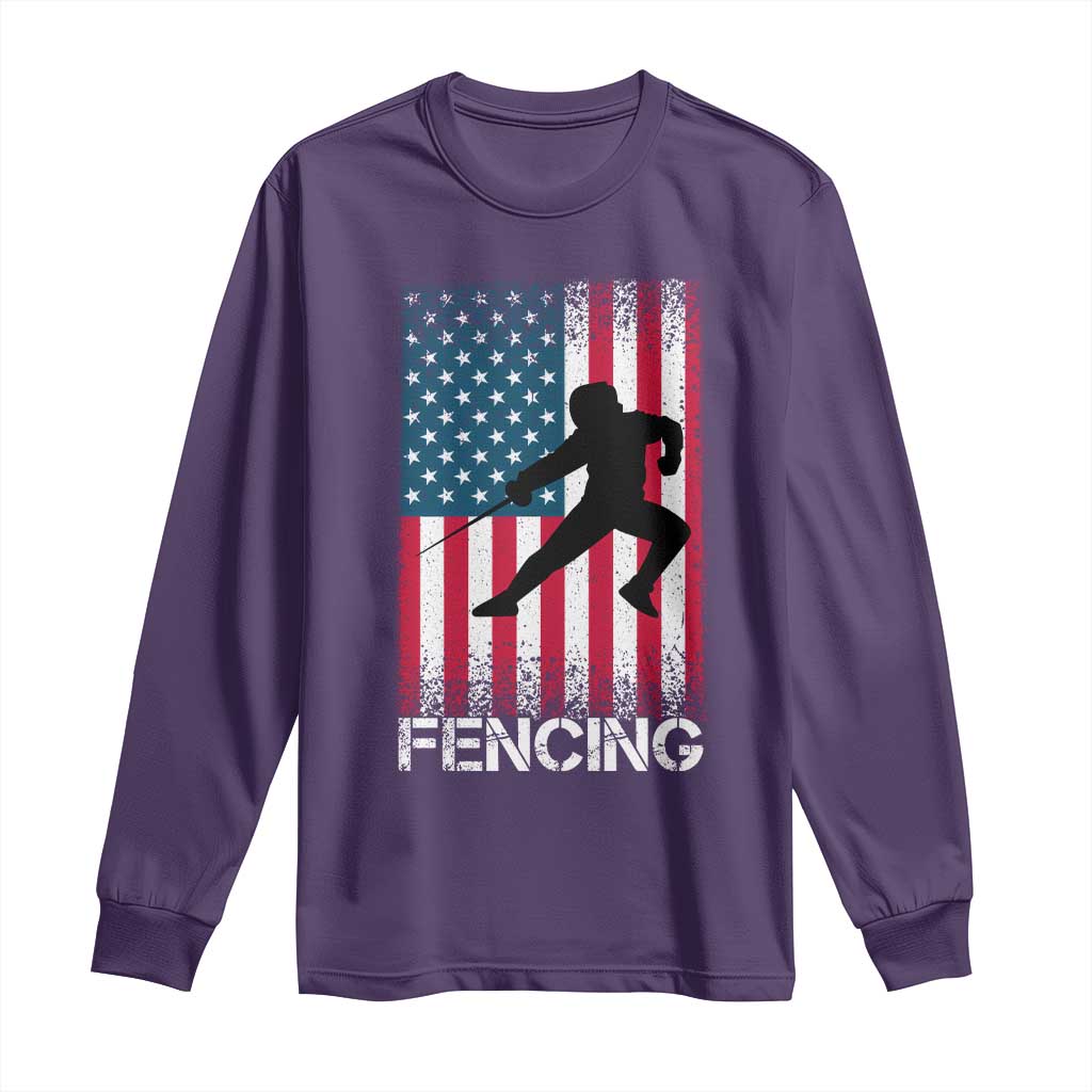 American Flag Fencing USA Patriotic Long Sleeve Shirt - Wonder Print Shop
