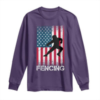 American Flag Fencing USA Patriotic Long Sleeve Shirt - Wonder Print Shop