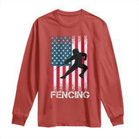 American Flag Fencing USA Patriotic Long Sleeve Shirt - Wonder Print Shop