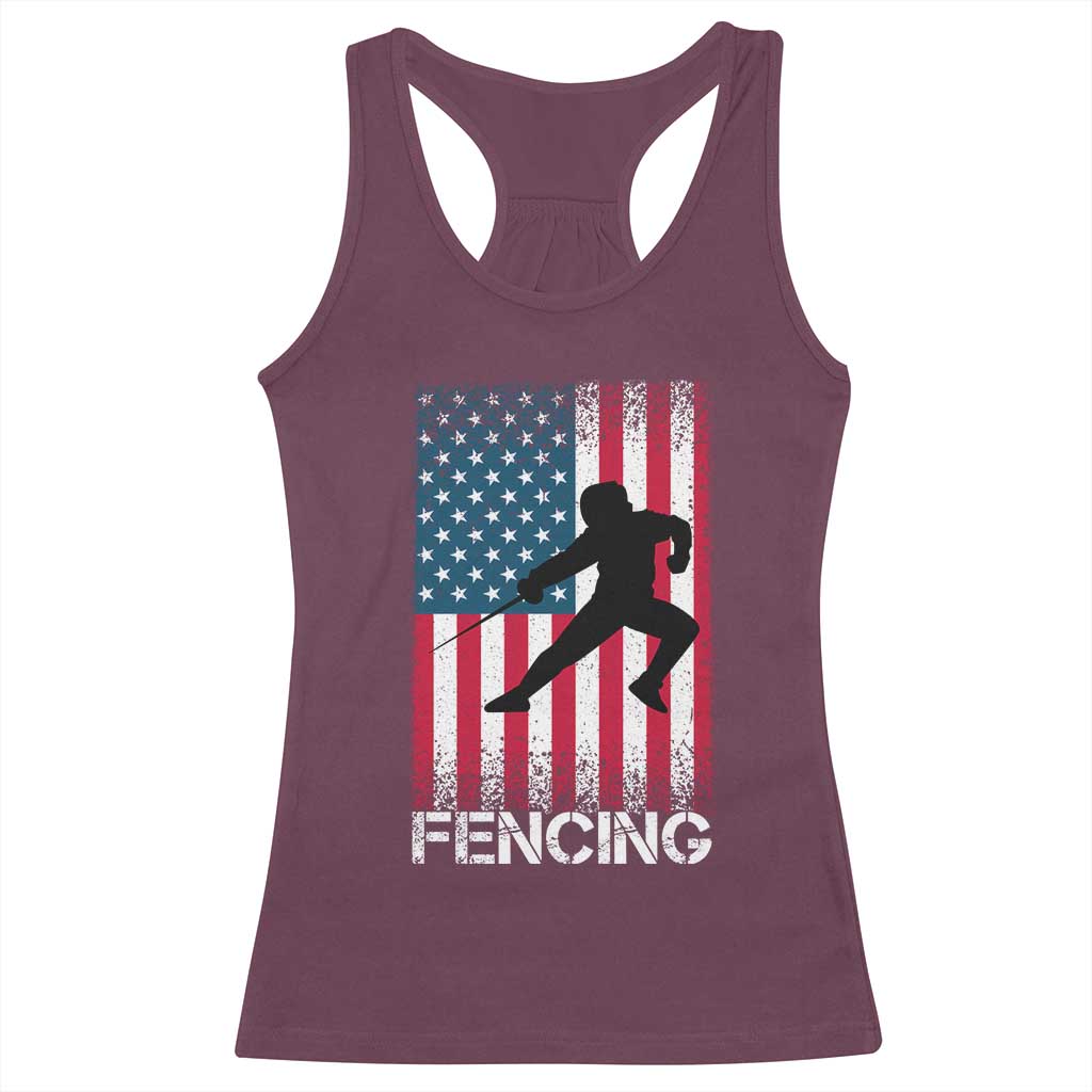 American Flag Fencing USA Patriotic Racerback Tank Top - Wonder Print Shop