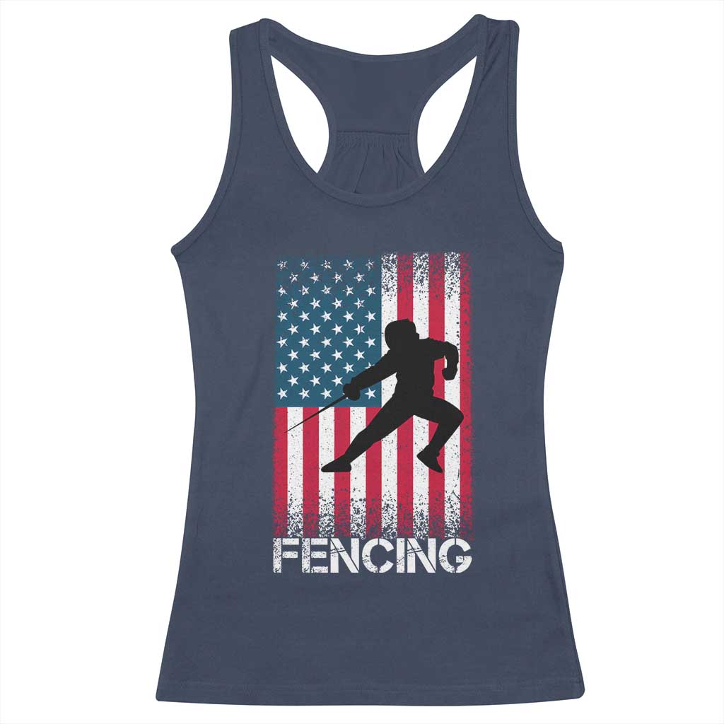 American Flag Fencing USA Patriotic Racerback Tank Top - Wonder Print Shop