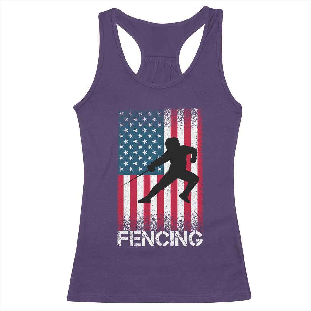 American Flag Fencing USA Patriotic Racerback Tank Top - Wonder Print Shop