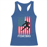 American Flag Fencing USA Patriotic Racerback Tank Top - Wonder Print Shop