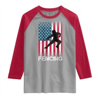 American Flag Fencing USA Patriotic Raglan Shirt - Wonder Print Shop