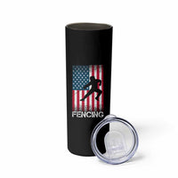 American Flag Fencing USA Patriotic Skinny Tumbler