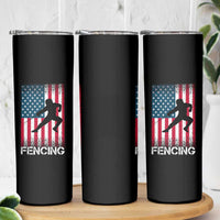 American Flag Fencing USA Patriotic Skinny Tumbler