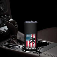American Flag Fencing USA Patriotic Skinny Tumbler