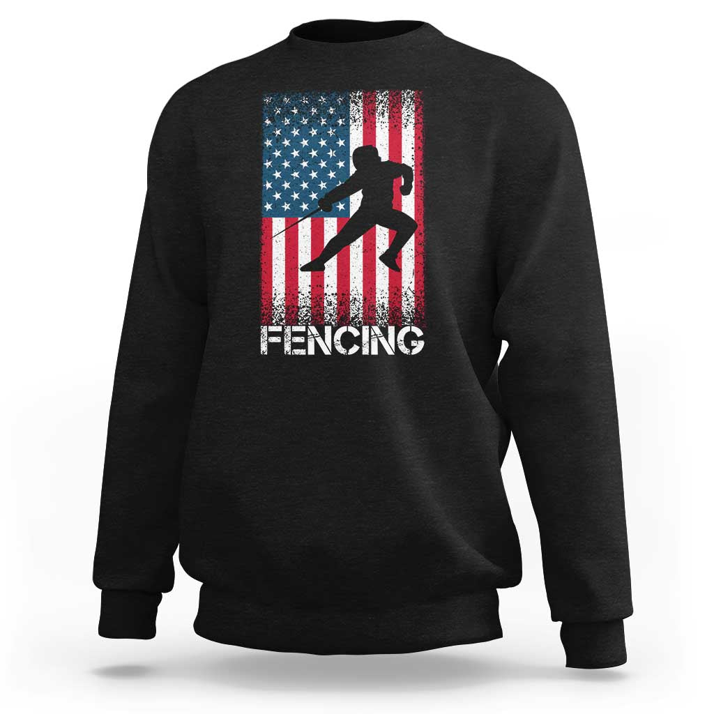 American Flag Fencing USA Patriotic Sweatshirt - Wonder Print Shop