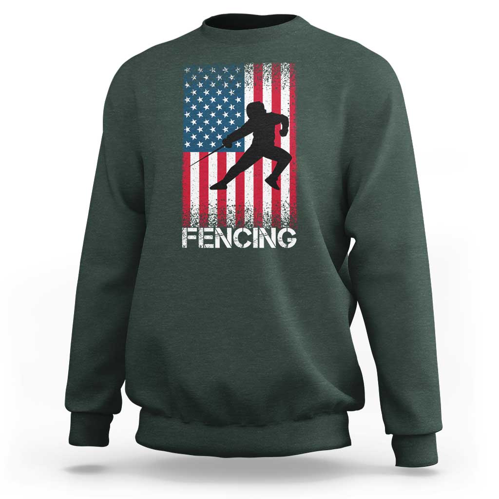 American Flag Fencing USA Patriotic Sweatshirt - Wonder Print Shop