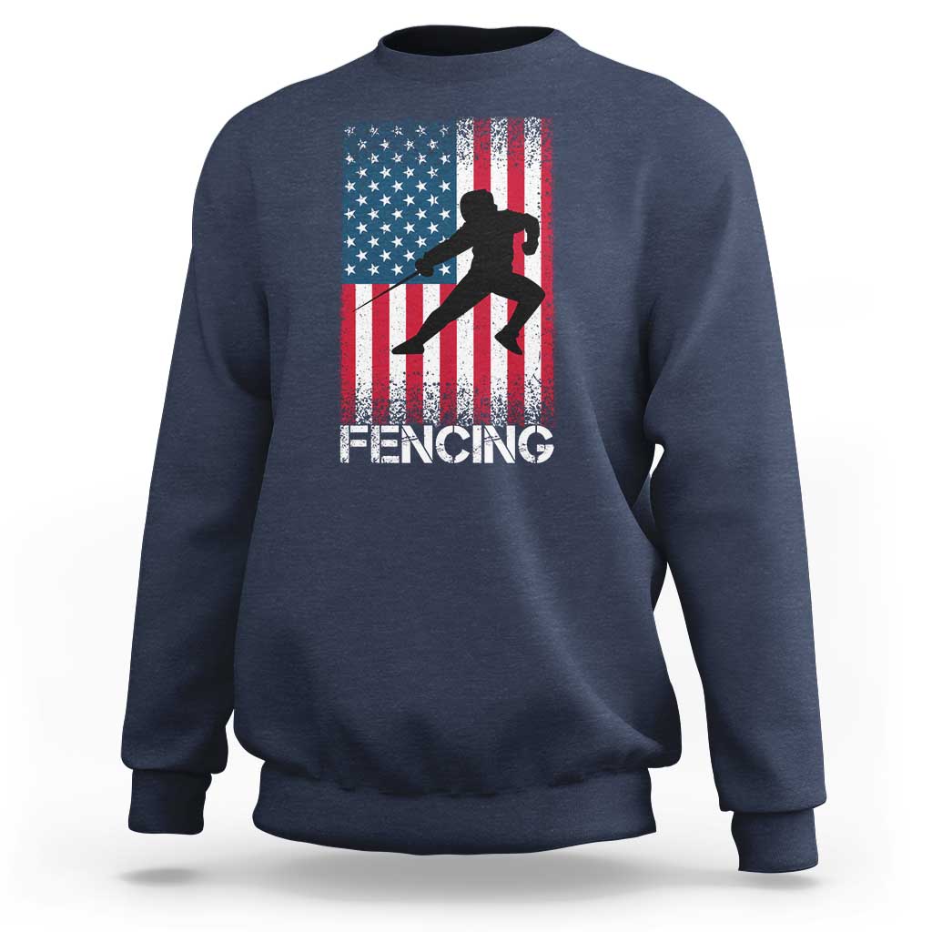American Flag Fencing USA Patriotic Sweatshirt - Wonder Print Shop