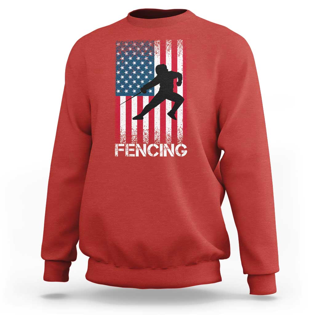 American Flag Fencing USA Patriotic Sweatshirt - Wonder Print Shop