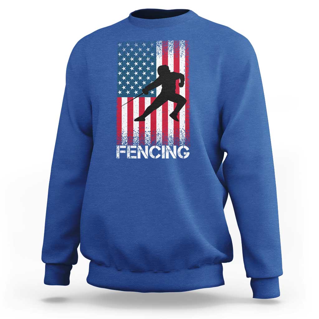 American Flag Fencing USA Patriotic Sweatshirt - Wonder Print Shop