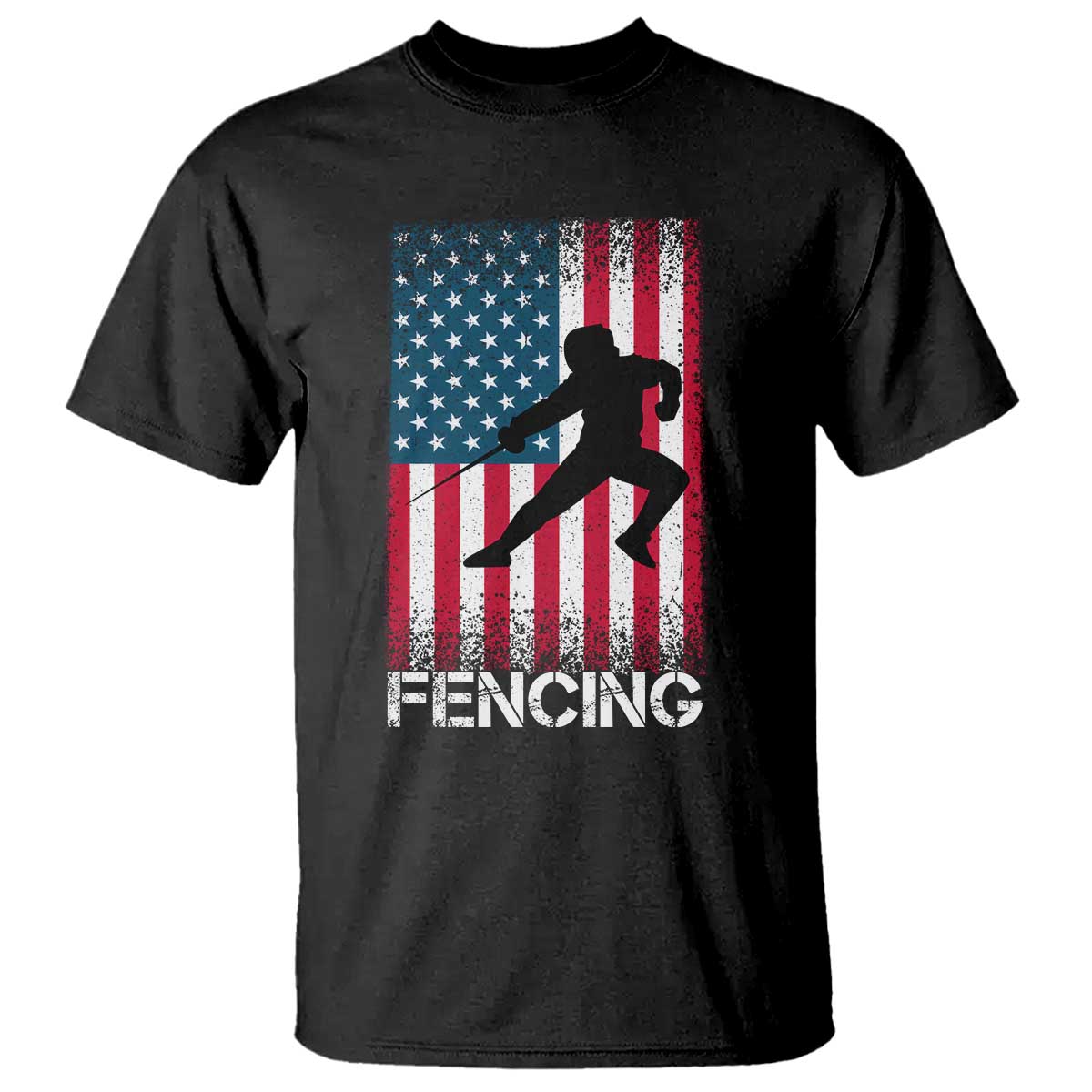 American Flag Fencing USA Patriotic T Shirt - Wonder Print Shop