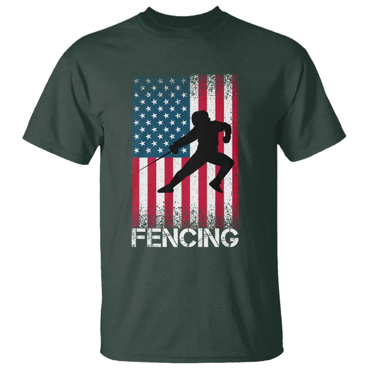 American Flag Fencing USA Patriotic T Shirt - Wonder Print Shop