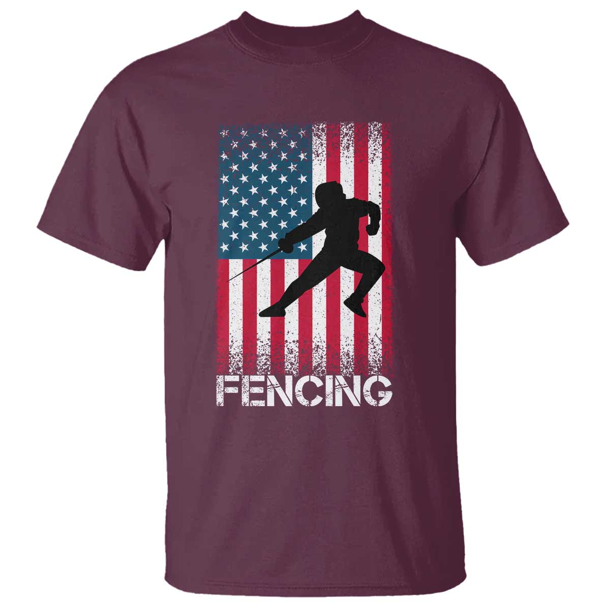 American Flag Fencing USA Patriotic T Shirt - Wonder Print Shop
