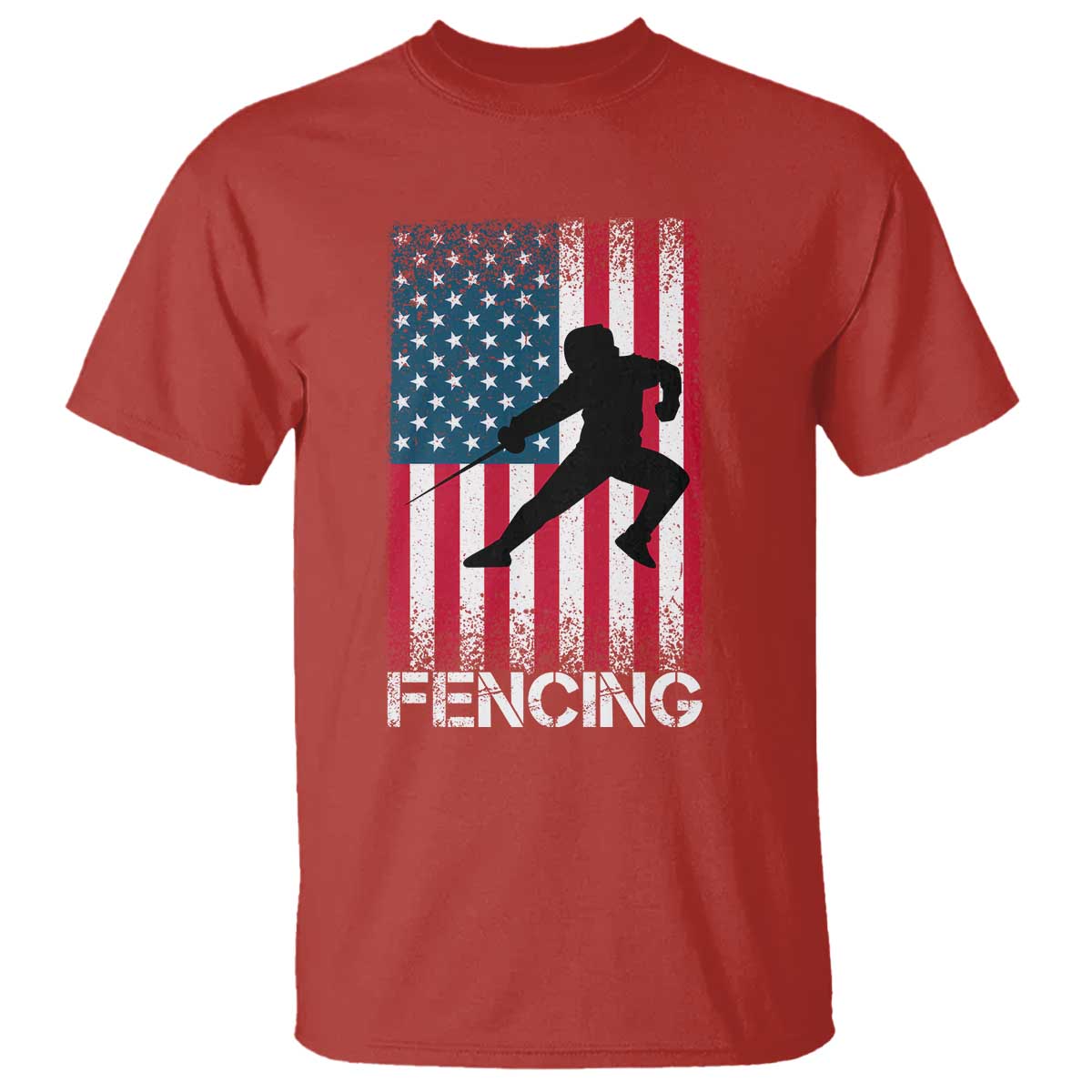 American Flag Fencing USA Patriotic T Shirt - Wonder Print Shop