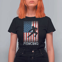 American Flag Fencing USA Patriotic T Shirt For Women - Wonder Print Shop