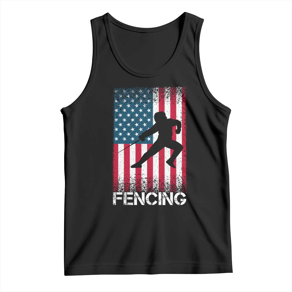 American Flag Fencing USA Patriotic Tank Top - Wonder Print Shop