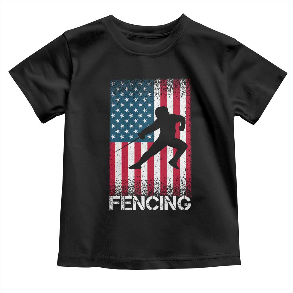 American Flag Fencing USA Patriotic Toddler T Shirt - Wonder Print Shop