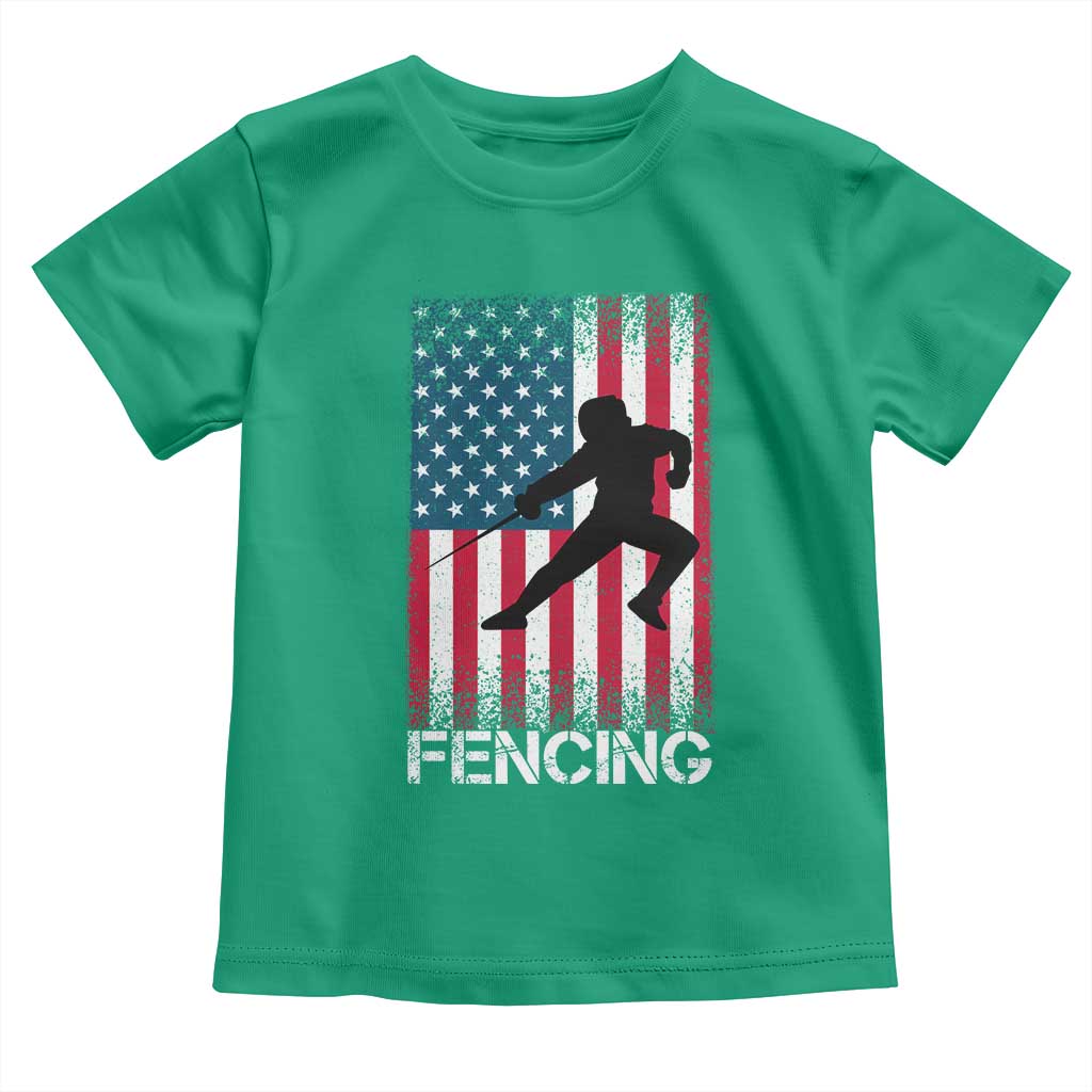 American Flag Fencing USA Patriotic Toddler T Shirt - Wonder Print Shop