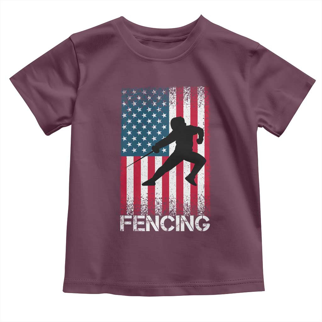 American Flag Fencing USA Patriotic Toddler T Shirt - Wonder Print Shop