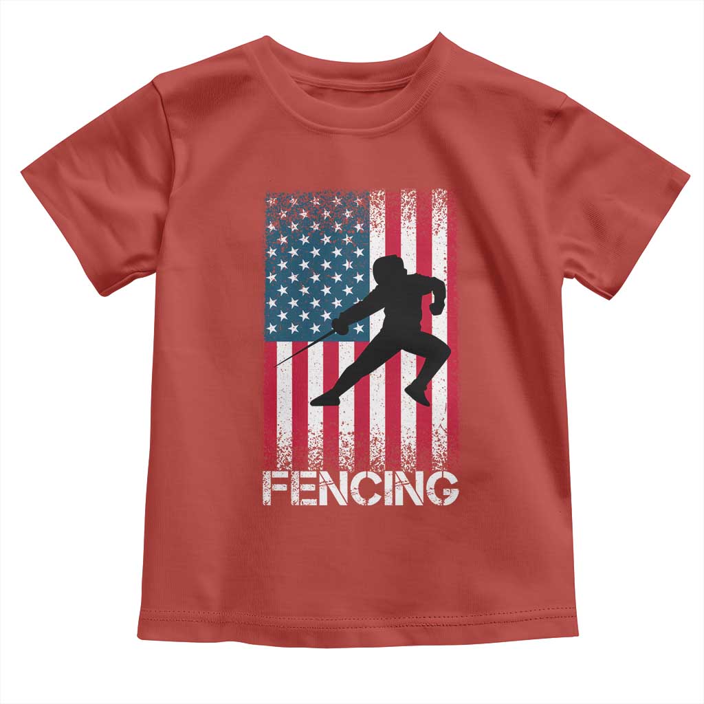 American Flag Fencing USA Patriotic Toddler T Shirt - Wonder Print Shop